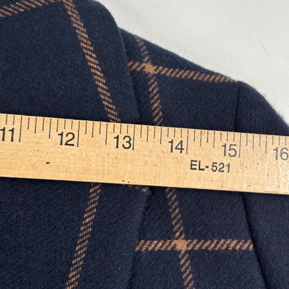 Madewell Larsen Blazer S Navy Wool Windowpane Plaid Academia Old Money Oversized - Picture 11 of 13